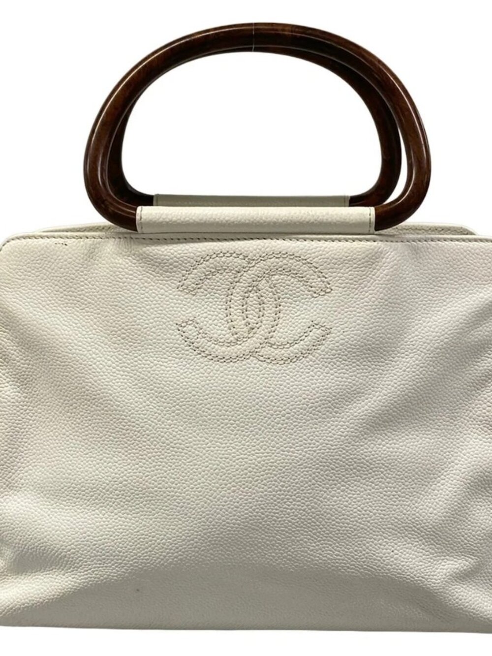 CHANEL White Calfskin Handbag